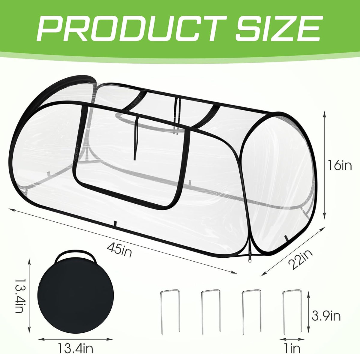 2 Pack Garden Covers for Raised Bed Foldable Clear PVC Greenhouse for Freeze Protection Row Plants Cover Accelerator with Zipper Door Black 32"x13"x14" Protection Vegetable Fruit from Animal