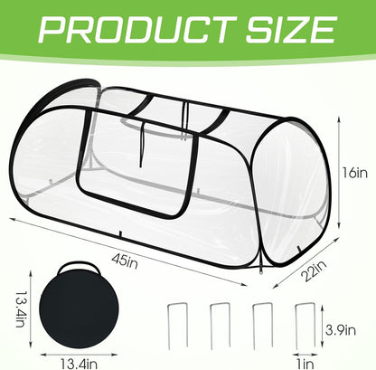 2 Pack Garden Covers for Raised Bed Foldable Clear PVC Greenhouse for Freeze Protection Row Plants Cover Accelerator with Zipper Door Black 32"x13"x14" Protection Vegetable Fruit from Animal