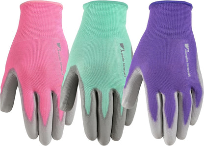 Gardening Gloves for Women – Breathable Polyester, Seamless Fit – PU-Coated Palm for Grip & Durability
