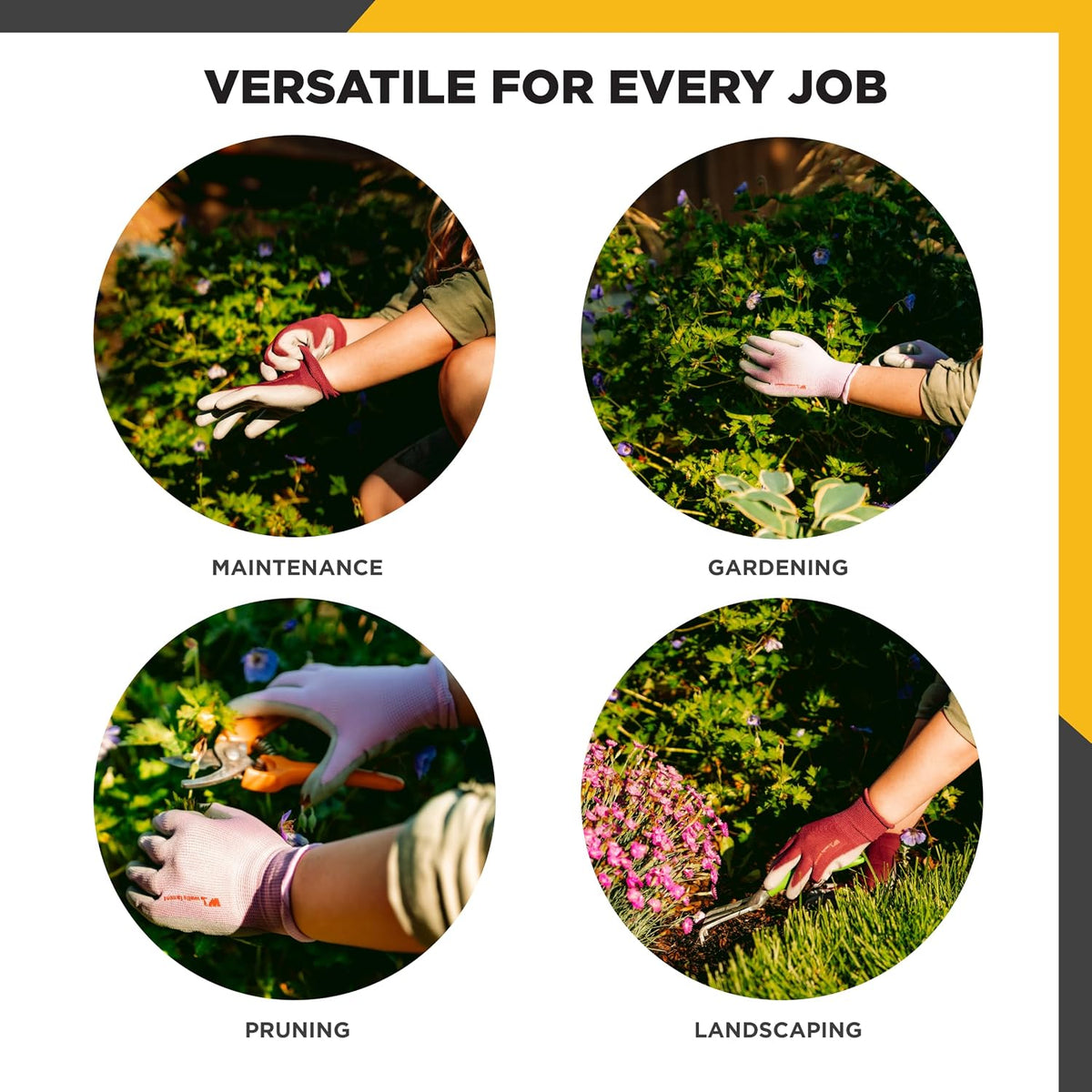 Gardening Gloves for Women – Breathable Polyester, Seamless Fit – PU-Coated Palm for Grip & Durability