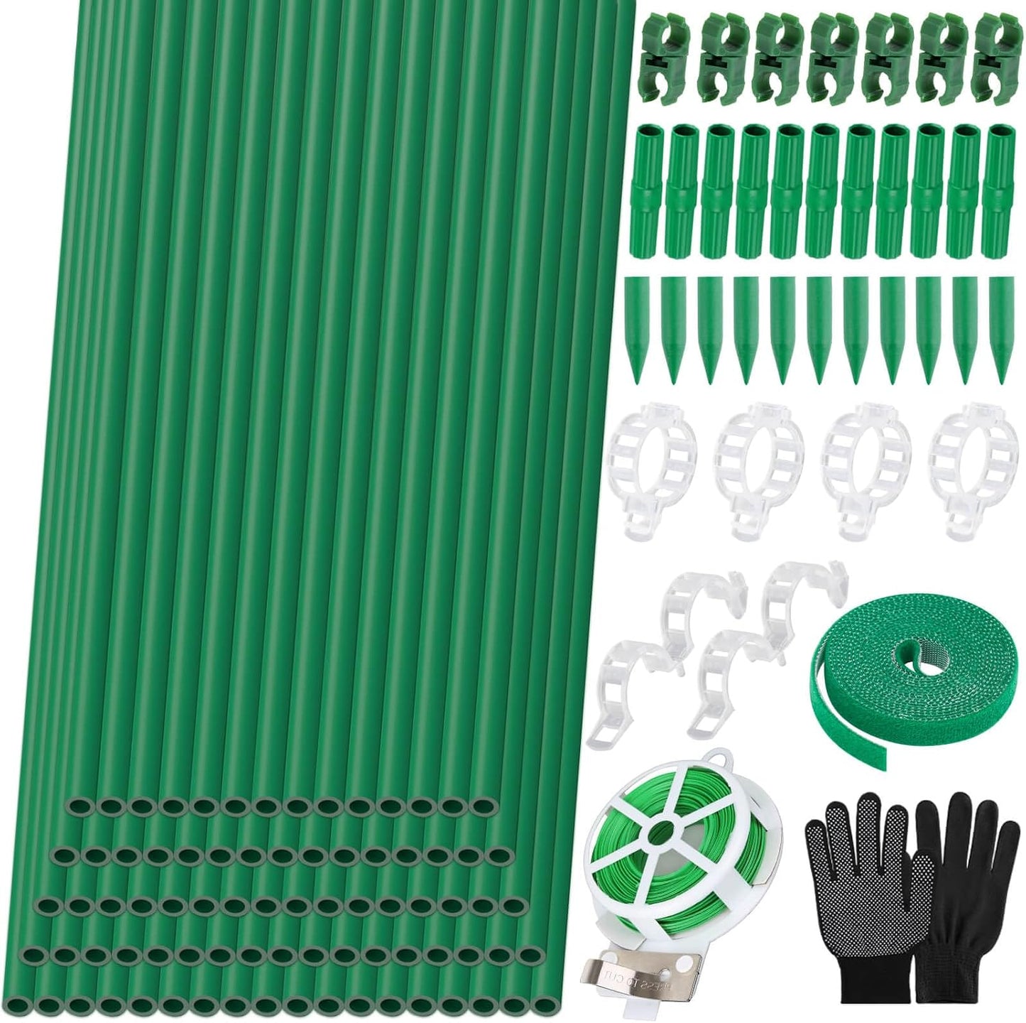 80 Pack Garden Stakes(16" Each), Plant Support Stakes, DIY 4ft 5ft 6ft 7ft Sturdy Fiberglass Plant Sticks Support Garden Trellis for Growing Climbing Tomato Vegetables Flowers