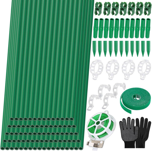 80 Pack Garden Stakes(16" Each), Plant Support Stakes, DIY 4ft 5ft 6ft 7ft Sturdy Fiberglass Plant Sticks Support Garden Trellis for Growing Climbing Tomato Vegetables Flowers
