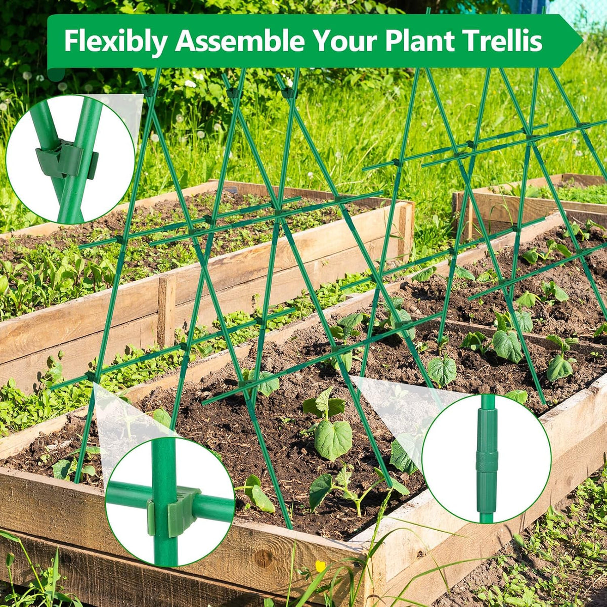 80 Pack Garden Stakes(16" Each), Plant Support Stakes, DIY 4ft 5ft 6ft 7ft Sturdy Fiberglass Plant Sticks Support Garden Trellis for Growing Climbing Tomato Vegetables Flowers