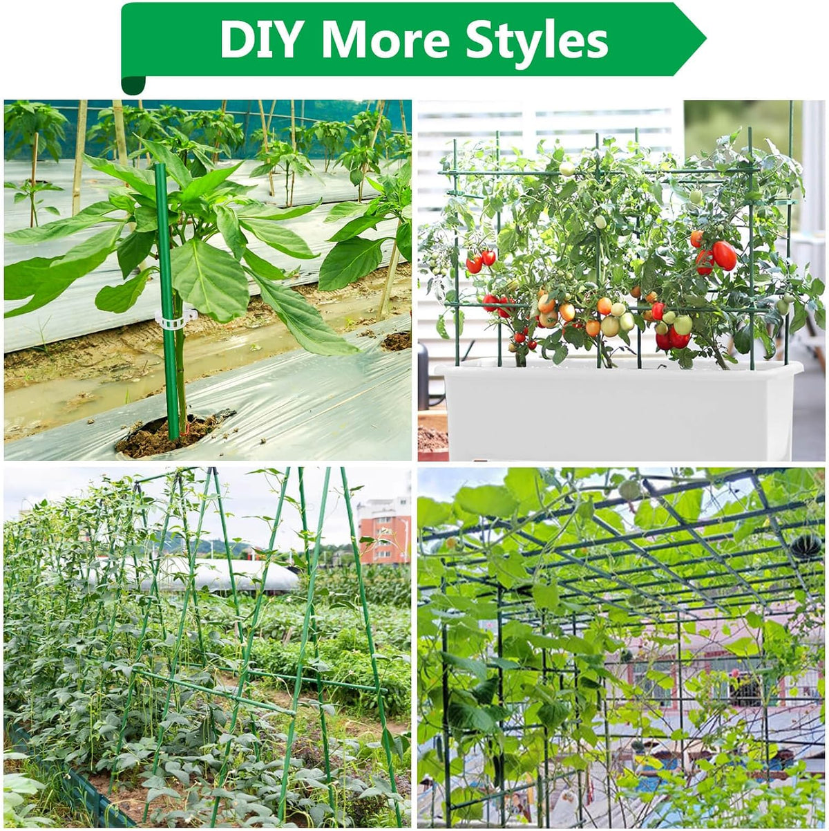 80 Pack Garden Stakes(16" Each), Plant Support Stakes, DIY 4ft 5ft 6ft 7ft Sturdy Fiberglass Plant Sticks Support Garden Trellis for Growing Climbing Tomato Vegetables Flowers