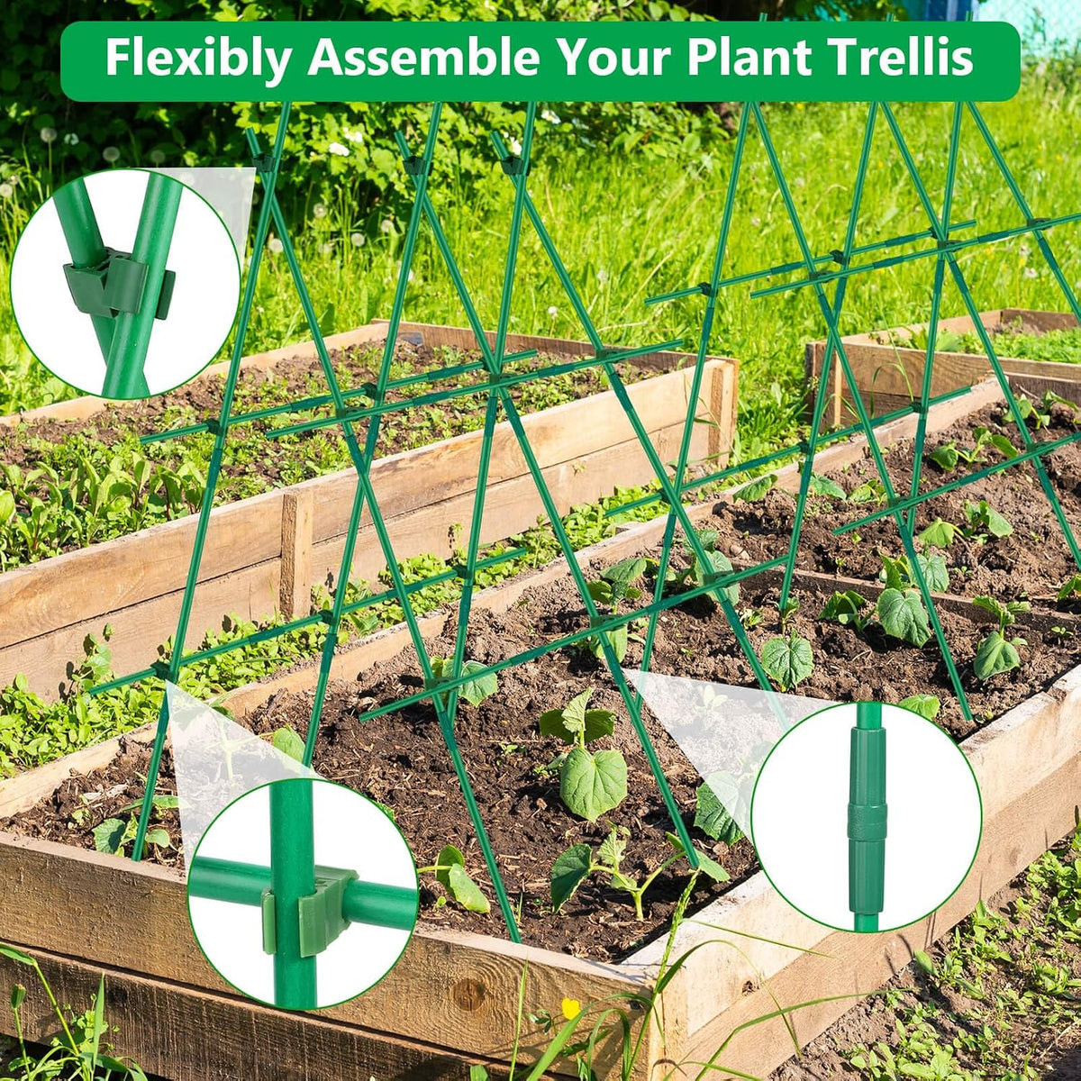80 Pack Garden Stakes(16" Each), Plant Support Stakes, DIY 4ft 5ft 6ft 7ft Sturdy Fiberglass Plant Sticks Support Garden Trellis for Growing Climbing Tomato Vegetables Flowers
