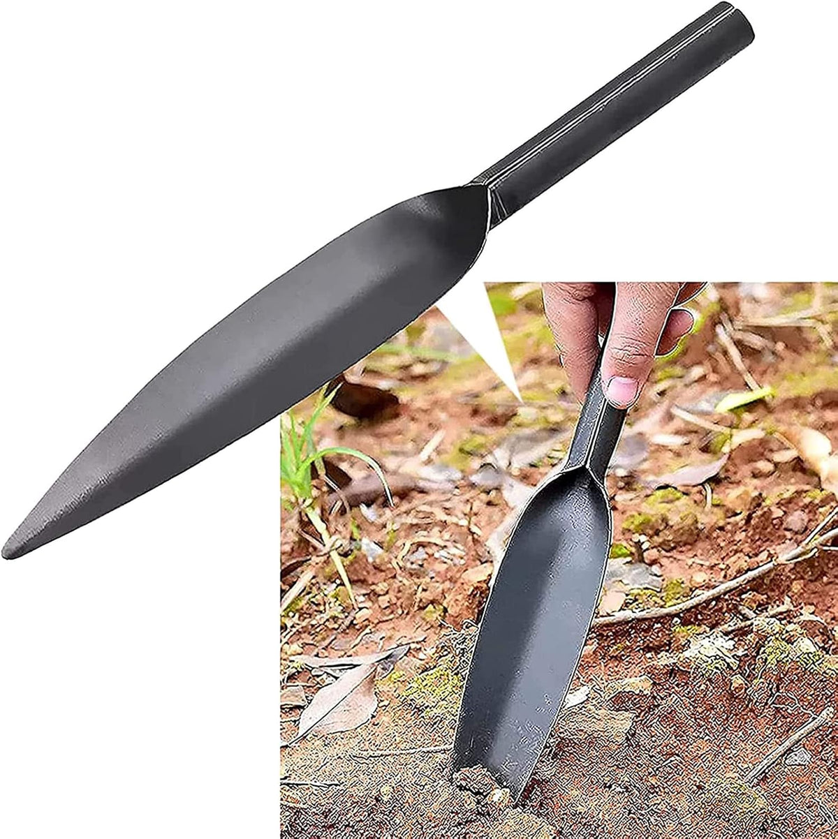 Willow Leaf-Shaped Garden Trowel Tool 12-inch Hand Shovel High-Carbon Steel Material One-Piece Forged Heavy Duty Manual Tool Potting Digging Transplanting Planting Weeding (Grey)
