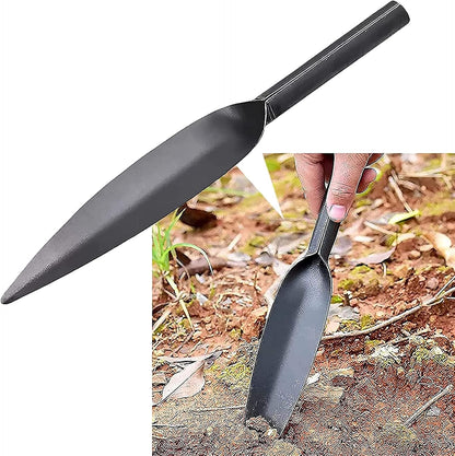 Willow Leaf-Shaped Garden Trowel Tool 12-inch Hand Shovel High-Carbon Steel Material One-Piece Forged Heavy Duty Manual Tool Potting Digging Transplanting Planting Weeding (Grey)