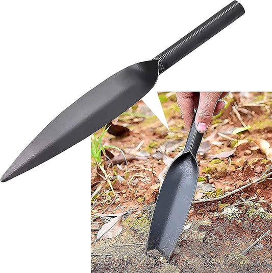 Willow Leaf-Shaped Garden Trowel Tool 12-inch Hand Shovel High-Carbon Steel Material One-Piece Forged Heavy Duty Manual Tool Potting Digging Transplanting Planting Weeding (Grey)