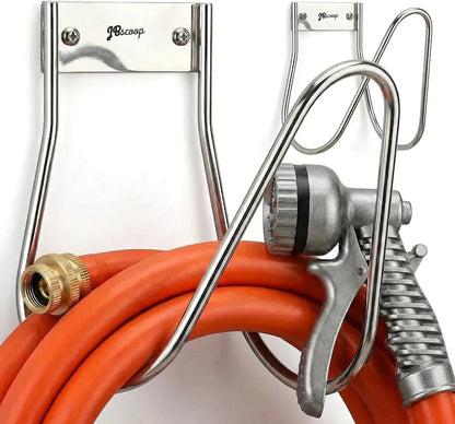 Garden Hose Holder Stainless Steel Small Wall Mount Garden Hose Hook, Ideal for Water, Air, Hydraulic Hose, Ropes, Extension Cords Heavy Duty & Rust Proof Set of 2