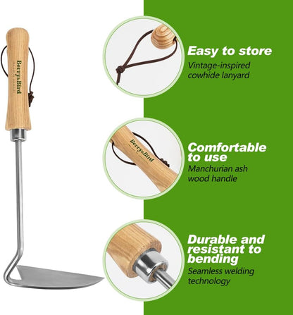 Sickle Hoe Crack Weeder, Stainless Steel Japanese Weeding Sickle