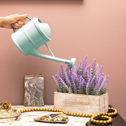 Watering Can - Plant Waterer with Long Spout & Detachable Sprinkler Head - Compact Design for Indoor Garden - Kids Watering Can for Gardening - Green, 0.4 Gallon