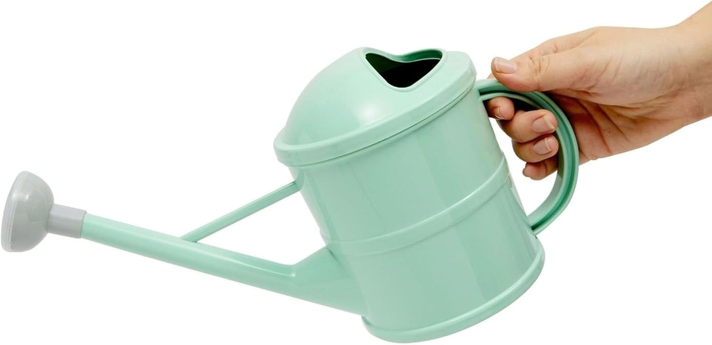 Watering Can - Plant Waterer with Long Spout & Detachable Sprinkler Head - Compact Design for Indoor Garden - Kids Watering Can for Gardening - Green, 0.4 Gallon