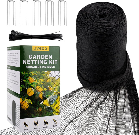 Bird Netting for Garden, 13 x 40 FT Bird Netting for Chicken Coop, Heavy Duty Garden Poultry Net Mesh with Ties and Staples for Fruit Trees Vegetables Against Birds, Deer, Squirrels