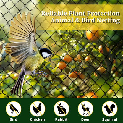 Bird Netting for Garden, 13 x 40 FT Bird Netting for Chicken Coop, Heavy Duty Garden Poultry Net Mesh with Ties and Staples for Fruit Trees Vegetables Against Birds, Deer, Squirrels