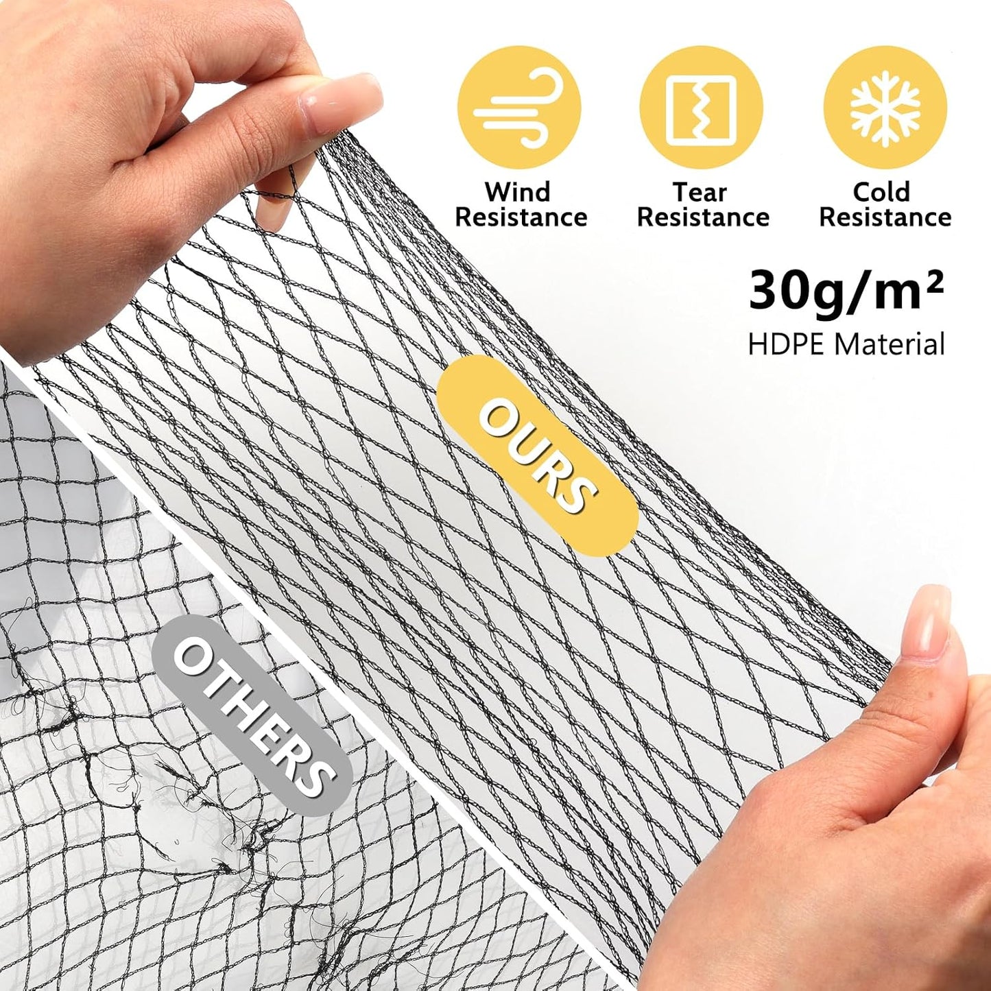 Bird Netting for Garden, 13 x 40 FT Bird Netting for Chicken Coop, Heavy Duty Garden Poultry Net Mesh with Ties and Staples for Fruit Trees Vegetables Against Birds, Deer, Squirrels