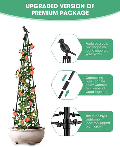 MYMULIKE 2Pack Garden Trellis for Climbing Plants Outdoor Indoor Pot 67'' Cucumber Trellis for Climbing Plant Support for Climbing Vegetables Plants Garden Obelisk Trellis Tomato cage & Climbing Rose