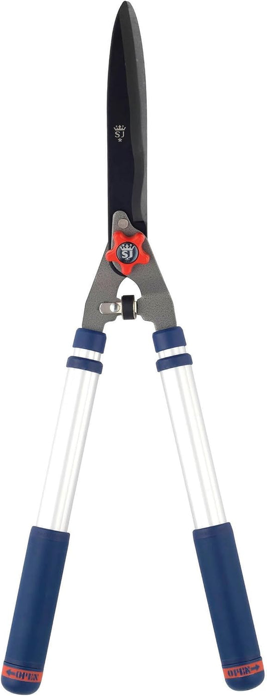 Razorsharp Telescopic Hedge Shears, Adjustable Length, Carbon Steel Blades, Ergonomic Handles for Comfortable Pruning