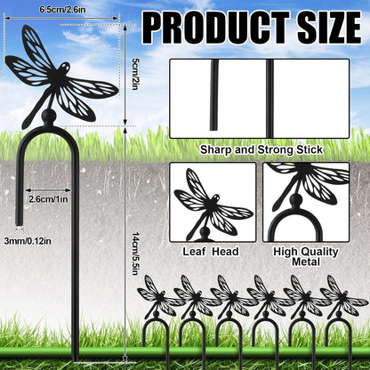 6 Pcs 8 Inch Garden Hose Guide Spike Metal Garden Stakes Holder Heavy Duty Metal Hose Guide for Plant Protection Lawn Yard(Dragonfly)