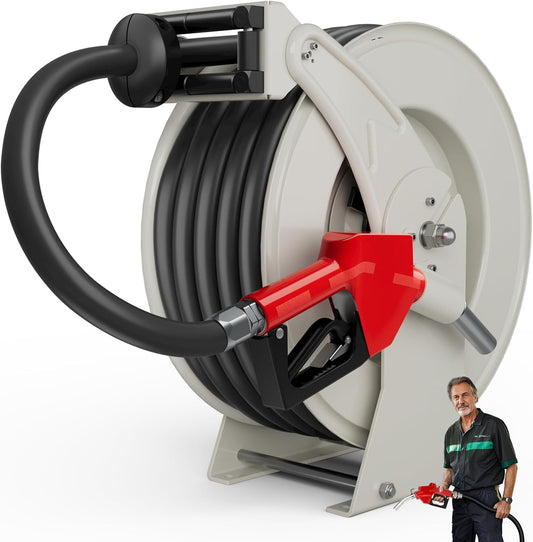 Diesel Fuel Hose Reel 3/4'' x 50ft, Retractable Reel with Fueling Nozzle
