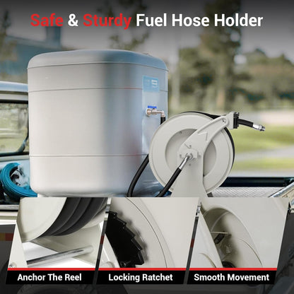 Diesel Fuel Hose Reel 3/4'' x 50ft, Retractable Reel with Fueling Nozzle