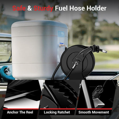 Diesel Fuel Hose Reel 3/4'' x 50ft, Retractable Reel with Fueling Nozzle