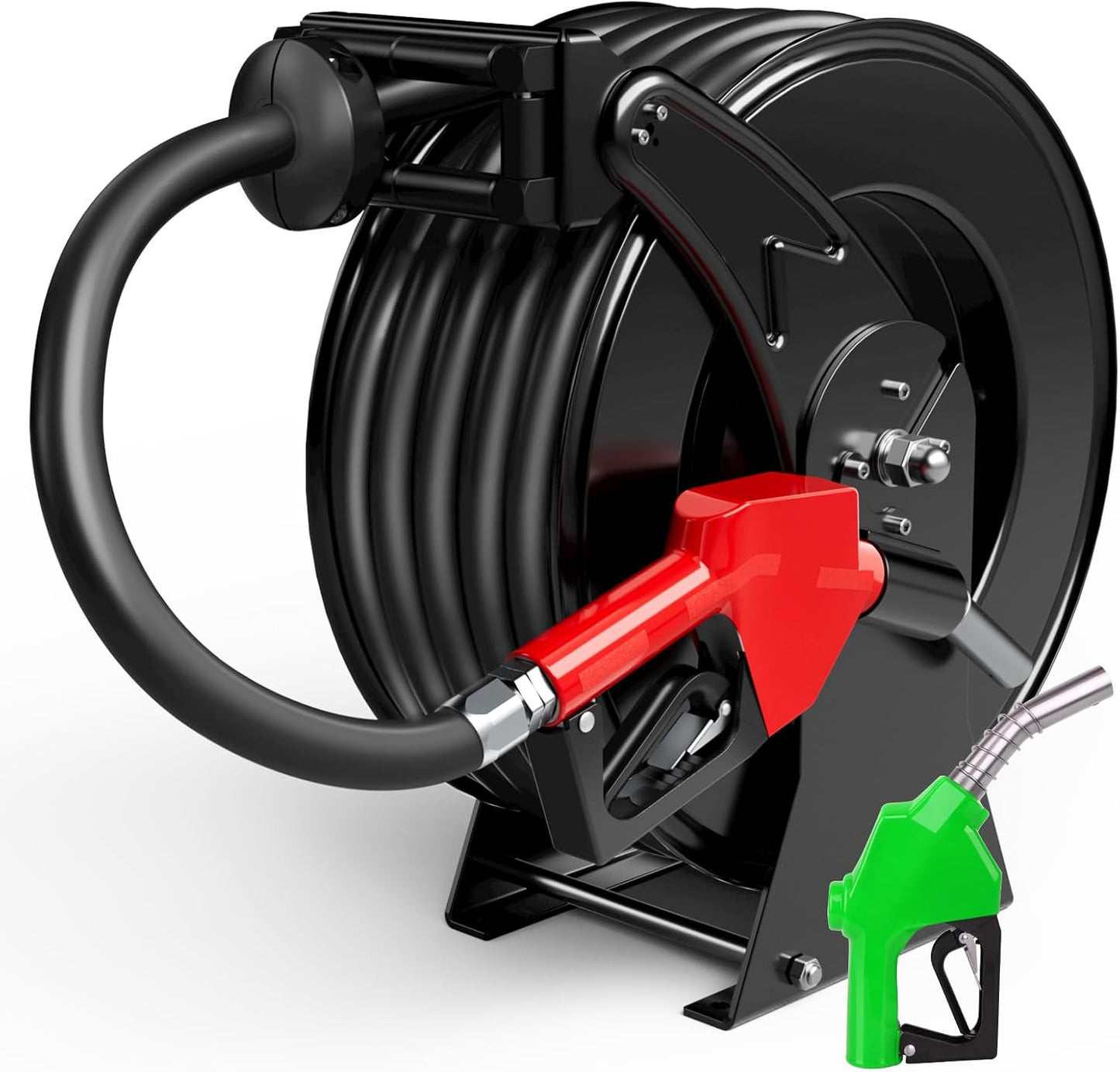 Diesel Fuel Hose Reel 3/4'' x 50ft, Retractable Reel with Fueling Nozzle