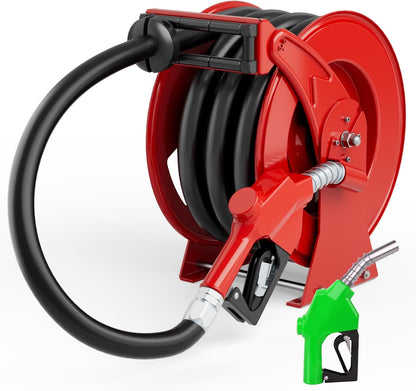 Diesel Fuel Hose Reel 3/4'' x 50ft, Retractable Reel with Fueling Nozzle