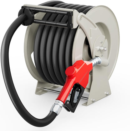 Diesel Fuel Hose Reel 3/4'' x 50ft, Retractable Reel with Fueling Nozzle