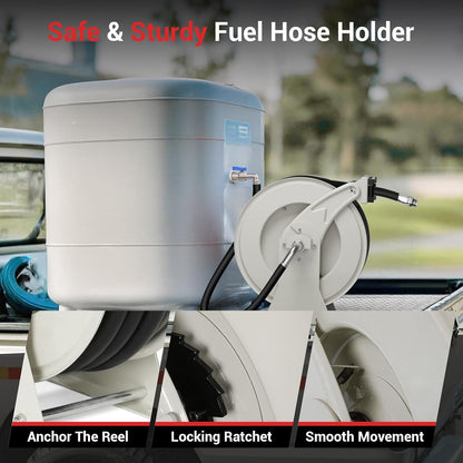 Diesel Fuel Hose Reel 3/4'' x 50ft, Retractable Reel with Fueling Nozzle