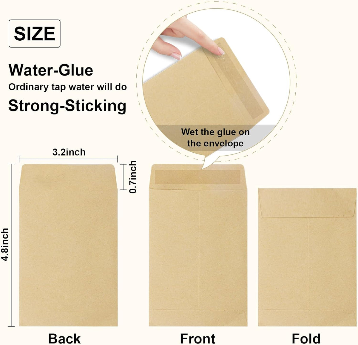 100 Pack Coin Envelope 3.23"×4.53",Brown Kraft Small Envelopes,Fully sealed seed envelope，Kraft Small Coin Envelopes,Seed Envelopes, Mini Envelope for Office, Home, School