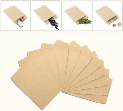 100 Pack Coin Envelope 3.23"×4.53",Brown Kraft Small Envelopes,Fully sealed seed envelope，Kraft Small Coin Envelopes,Seed Envelopes, Mini Envelope for Office, Home, School