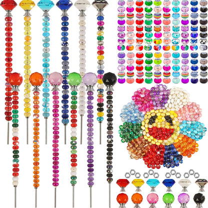 119 Pcs Garden Stake DIY Fairy Wand Plant Stake with Purple Large Hole Beads Crystal Diamond Stopper Top 4 Stainless Steel Threaded Rod Beaded Garden Stakes for Outdoor Indoor Yard Patio Decorations
