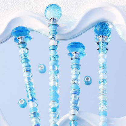 119 Pcs Garden Stake DIY Fairy Wand Plant Stake with Purple Large Hole Beads Crystal Diamond Stopper Top 4 Stainless Steel Threaded Rod Beaded Garden Stakes for Outdoor Indoor Yard Patio Decorations