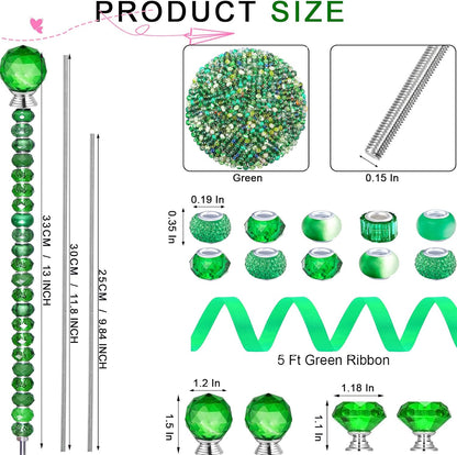 119 Pcs Garden Stake DIY Fairy Wand Plant Stake with Purple Large Hole Beads Crystal Diamond Stopper Top 4 Stainless Steel Threaded Rod Beaded Garden Stakes for Outdoor Indoor Yard Patio Decorations