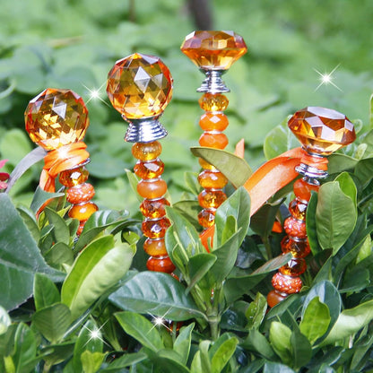 119 Pcs Garden Stake DIY Fairy Wand Plant Stake with Purple Large Hole Beads Crystal Diamond Stopper Top 4 Stainless Steel Threaded Rod Beaded Garden Stakes for Outdoor Indoor Yard Patio Decorations