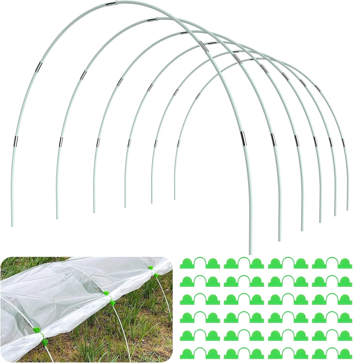 Greenhouse Hoops for Raised Beds, 36Pcs Fiberglass Garden Hoops Grow Tunnel