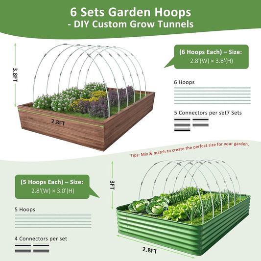 Greenhouse Hoops for Raised Beds, 36Pcs Fiberglass Garden Hoops Grow Tunnel