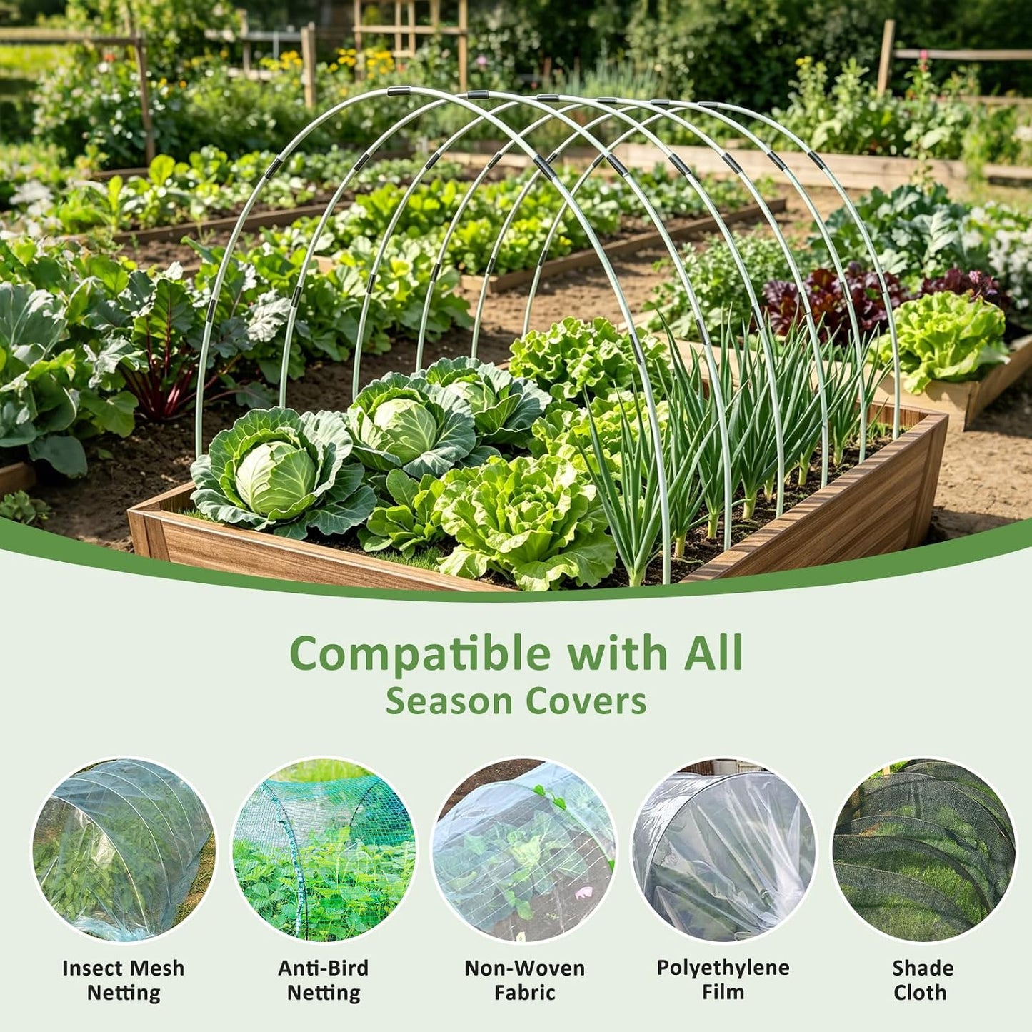 Greenhouse Hoops for Raised Beds, 36Pcs Fiberglass Garden Hoops Grow Tunnel