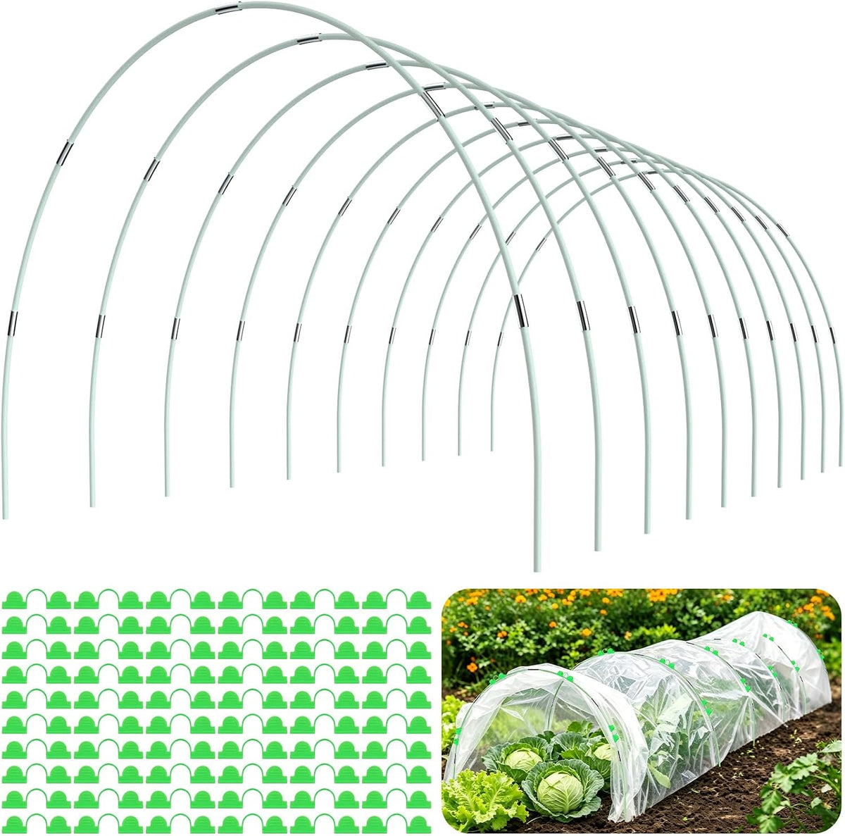Greenhouse Hoops for Raised Beds, 36Pcs Fiberglass Garden Hoops Grow Tunnel
