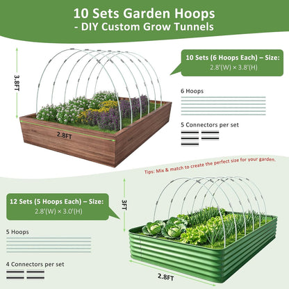 Greenhouse Hoops for Raised Beds, 36Pcs Fiberglass Garden Hoops Grow Tunnel