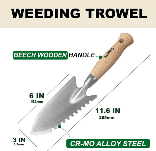 11.6" Weeding Trowel with Serrated Edge, Alloy Steel Digging Trowel Garden Shovel for Digging, Planting, and Loosening Soil