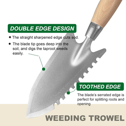 11.6" Weeding Trowel with Serrated Edge, Alloy Steel Digging Trowel Garden Shovel for Digging, Planting, and Loosening Soil