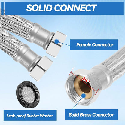 Garden Leader Hose 5ft x 5/8" ID,Stainless Steel Braided Layer Water Hose