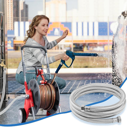Garden Leader Hose 5ft x 5/8" ID,Stainless Steel Braided Layer Water Hose