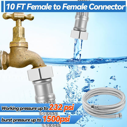 Garden Leader Hose 5ft x 5/8" ID,Stainless Steel Braided Layer Water Hose