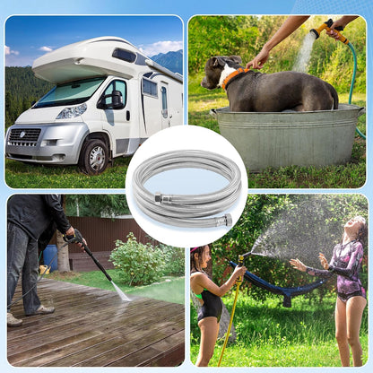 Garden Leader Hose 5ft x 5/8" ID,Stainless Steel Braided Layer Water Hose
