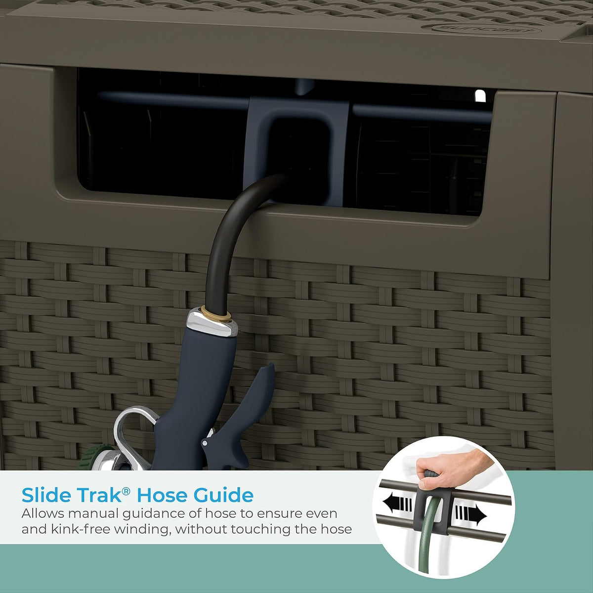 175 ft. Wicker Style Resin Hose Hideaway with Hose Guide, Java, Made in the USA