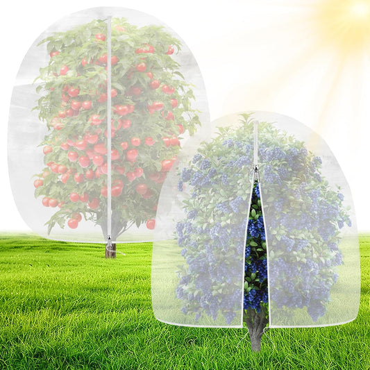 Bird Netting for Garden, 4 x 4 FT Blueberry Bush Netting Cover with Zipper, Garden Netting for Gardening, Drawstring Reusable Mesh Plant Protector for Shrubs Bush Fruit Tree Potted (2 Pack)
