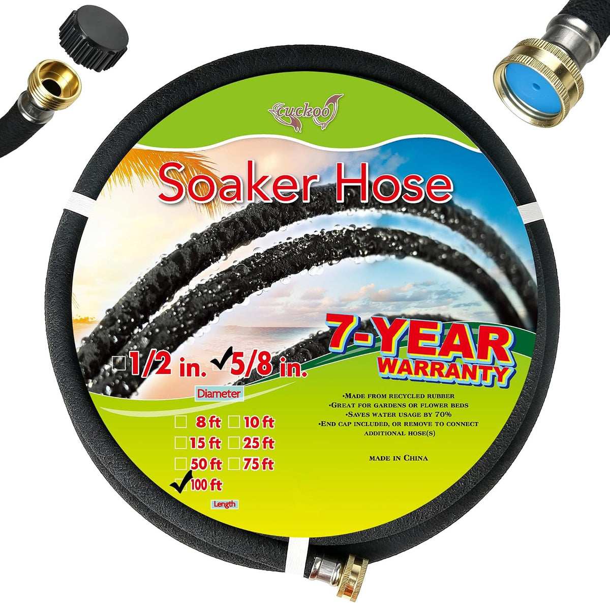 25ft Soaker Hose 5/8"Garden Drip Hoses Heavy Duty Irrigation（25ft）