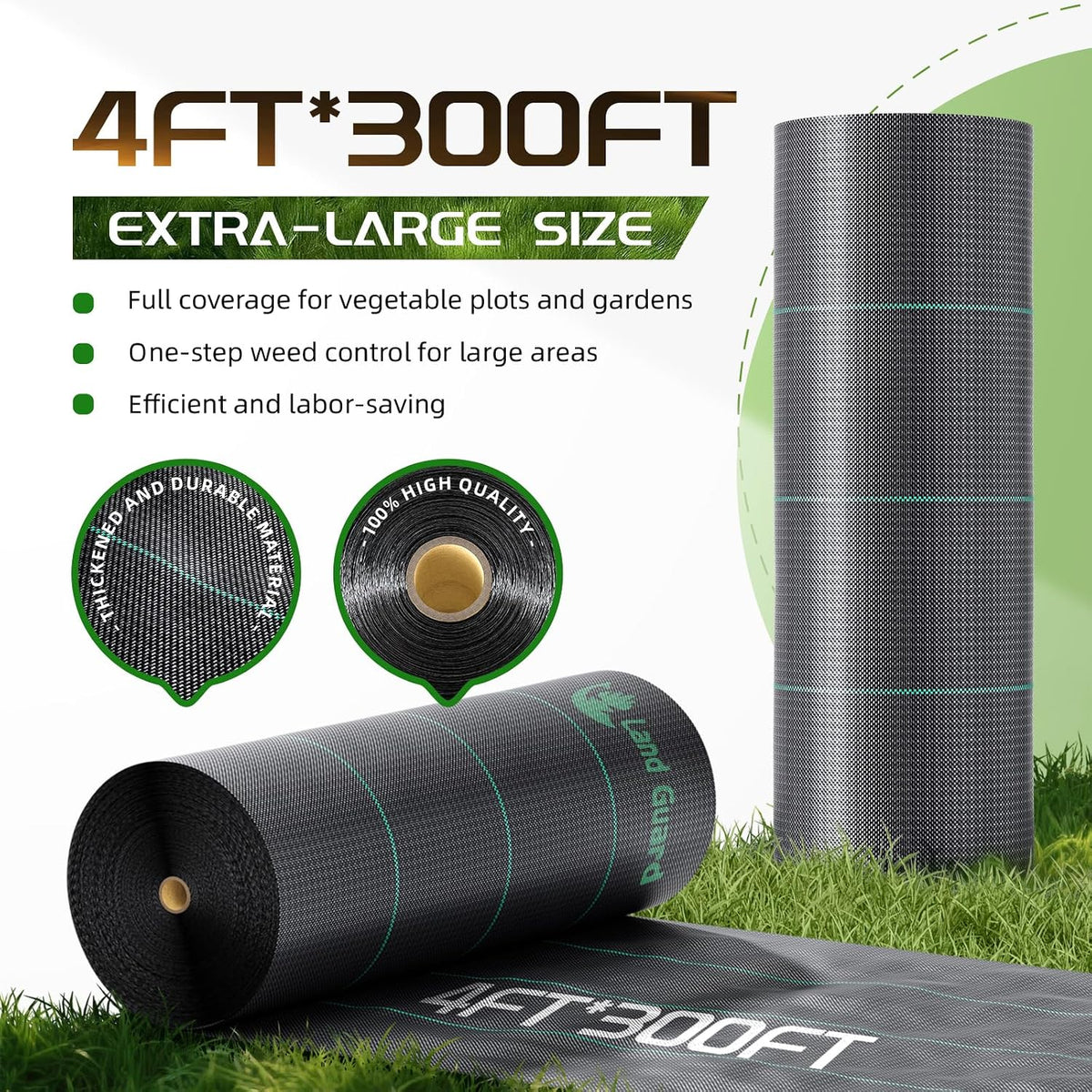 4ft x 300ft Weed Barrier Fabric Heavy Dusty, Ground Cover, Weed Mat, Woven Landscape Fabric for Garden, Lawn and Outdoor Project